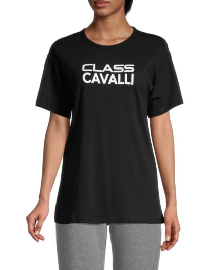 Футболка оверсайз с логотипом Cavalli Class by Roberto Cavalli