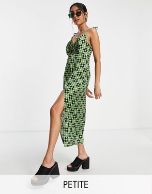 Зеленое платье миди с вырезами и цветочным принтом Topshop Petite Topshop Petite