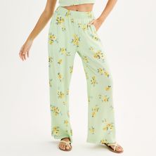 Juniors' Live To Be Spoiled Floral Wide Leg Pants Live To Be Spoiled