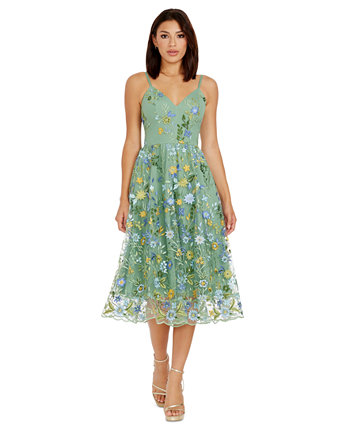 Women's Maren Embroidered Fit & Flare Midi Dress Dress the Population