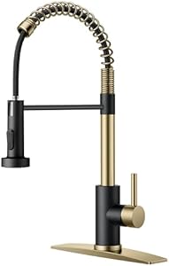 FORIOUS Kitchen Faucets, Kitchen Sink Faucet with Pull Down Sprayer, Commercial Kitchen Faucet Stainless Steel, Black Brushed Classic Single Handle Pull Out Sink Faucets for Laundry Utility Room RV FORIOUS