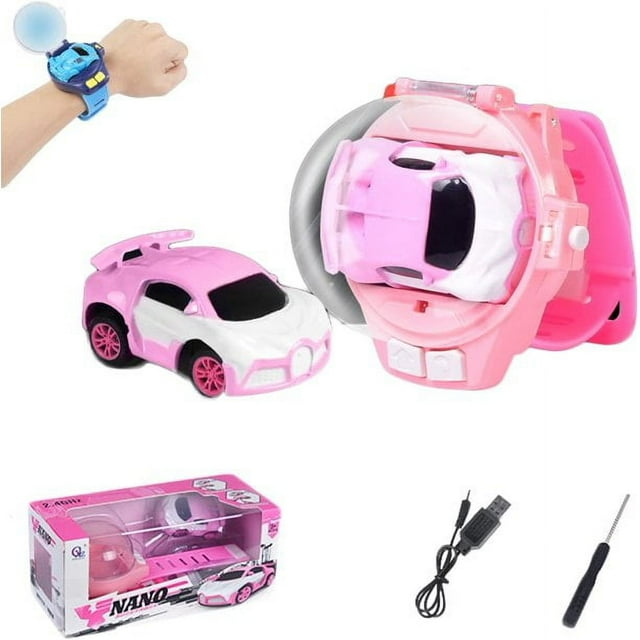 Mini Watch Control Car Cute RC Car Accompany with Your Kids Gift for Boys Kids on Birthday ChristmasWatch RC Car Toy1-Pack Pink ZHANGHENG