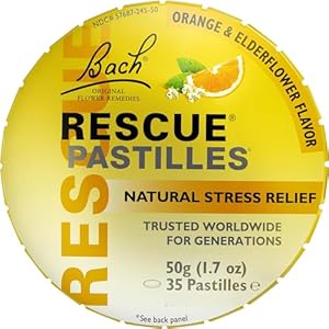 RESCUE Bach PASTILLES, Orange and Elderflower Flavor, Natural Stress Relief Lozenges (Пастилки), Homeopathic Flower Essence, Vegetarian, Gluten & Sugar-Free, 4 Count RESCUE