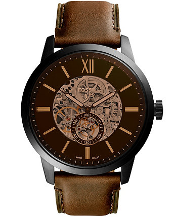 Мужские часы Townsman с коричневым кожаным ремешком 48 мм Fossil