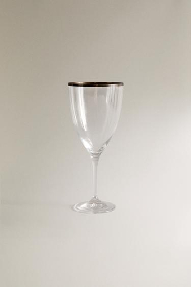 CHRISTMAS CRYSTALLINE WINE GLASS WITH METAL RIM Zara Home