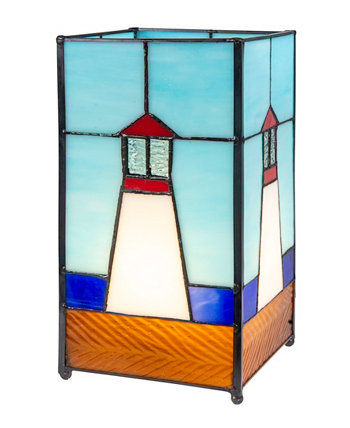 10-дюймовый высокий маяк Тиффани, настоящая витражная лампа ручной работы с абажуром, акцентная лампа Dale Tiffany