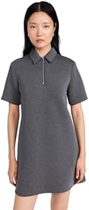 Theory Women's Short Sleeve Half Zip Dress Theory