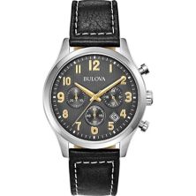 Мужские классические кожаные часы Bulova с хронографом — 96B302 Bulova
