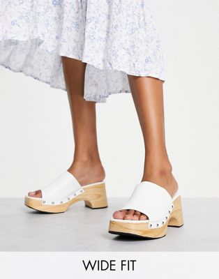 Белые сандалии-мюли Glamorous Wide Fit средней длины GLAMOROUS