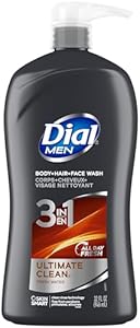 Dial Men 3in1 Body, Hair and Face Wash, Ultimate Clean, 32 Fl Oz Dial