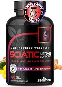 Sciatic Nerve Support Capsules (Капсулы) - Manage Lower Back, Joint & Leg Issues - Vitamins B1, B6, B12 & Magnesium with Natural Herbs - 60 Vegan Capsules (Веганские капсулы), Third Party Tested, 30 Day Supply, Made in The USA Zenmen