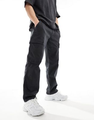 Черные широкие брюки карго Pull&Bear Pull&Bear