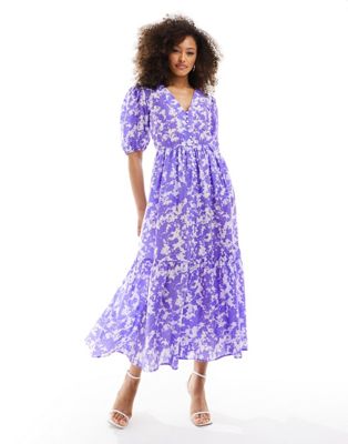 & Other Stories tiered volume maxi dress in pastel violet marble & OTHER STORIES