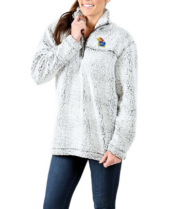 Женская серая куртка-пуловер Kansas Jayhawks Sherpa Super Soft с застежкой-молнией Boxercraft