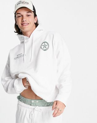 Mennace oversized pullover hoodie in off-white with signature series print - part of a set Mennace