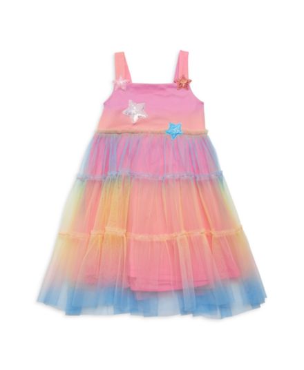Многоярусное сетчатое платье тай-дай для маленьких девочек Baby Sara