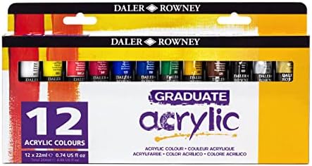 Daler Rowney Graduate Acrylic Paint Set, 12-Tube Assorted Colors, 22ml - Acrylic Painting Supplies for Artists and Students - Acrylic Paints for Panels, Canvas, Paper and More Daler Rowney