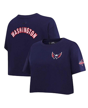 Женская темно-синяя классическая укороченная футболка свободного кроя Washington Capitals Pro Standard