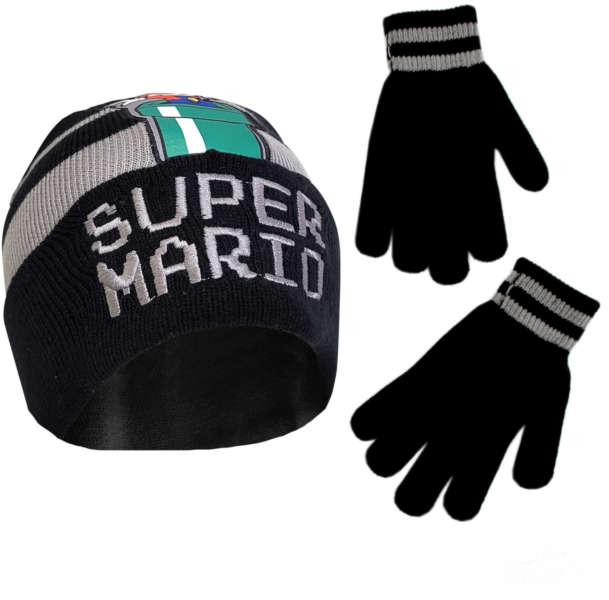 Зимняя шапка Nintendo для малышей, детские перчатки или варежки для малышей, шапочка Super Mario для мальчиков 4–7 лет Nintendo
