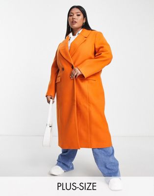 Ever New Curve oversized woven coat in orange Ever New Curve