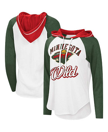 Женская бело-зеленая футболка с капюшоном Minnesota Wild MVP с регланами Starter