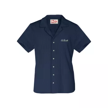 Menton Waffle-Knit Short-Sleeve Shirt MC2