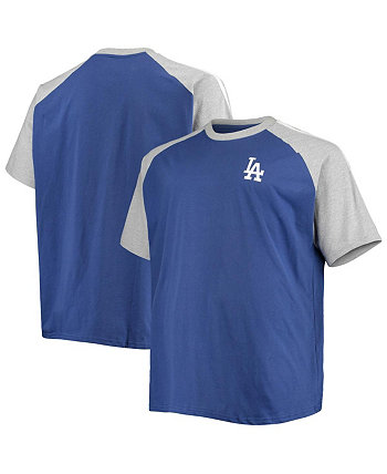 Мужская футболка Big and Tall Royal and Heathered Grey Los Angeles Dodgers B&T Curcular Raglan Profile
