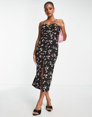 Parallel Lines strappy back midi dress in floral print Parallel Lines