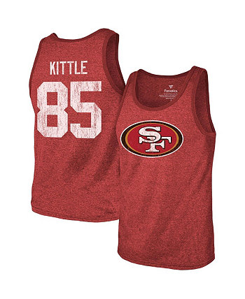 Мужские нити George Kittle Scarlet San Francisco 49ers Name & Number Tri-Blend Tank Top Majestic
