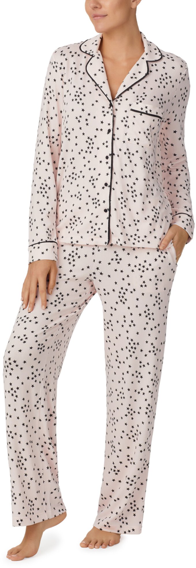 Свитер с длинными рукавами, пижамный комплект с вязаным воротником и вырезом Kate Spade New York
