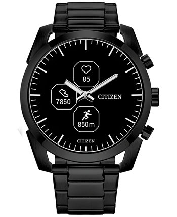 Мужские умные гибридные спортивные часы с CZ, черный браслет из нержавеющей стали, 43 мм Citizen