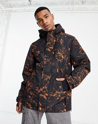 Лыжная куртка Threadbare с черно-оранжевым принтом — часть комплекта Threadbare Fitness