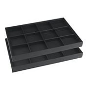 Set Of 2 Pu Leather Jewelry Organizer Trays With Removable Dividers For Drawers Flat Tray Unique Bargains