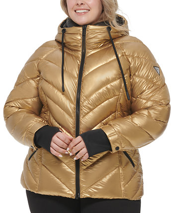 Женское пуховое пальто больших размеров с капюшоном, созданное для Macy's GUESS