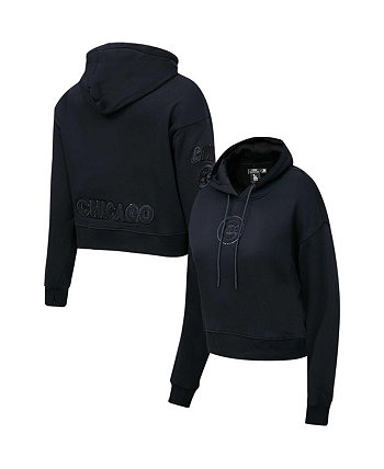 Women's Chicago Cubs Triple Black Cropped Pullover Hoodie Pro Standard