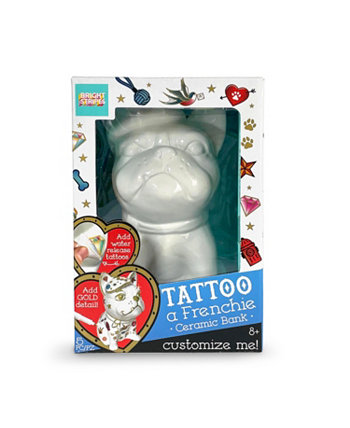 Tattoo a Frenchie Decorate a Ceramic Bank Craft Kit, 5 Pieces Bright Stripes