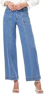 Astylish Womens High Waisted Wide Leg Jeans Cropped Straight Leg Denim Pants Astylish