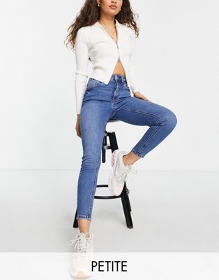 New Look Petite lift and shape skinny jeans in mid blue New Look Petite