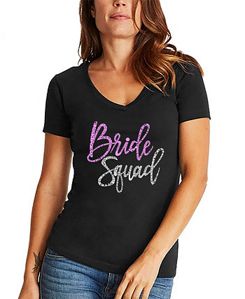 Женская футболка Bride Squad Word Art с v-образным вырезом LA Pop Art