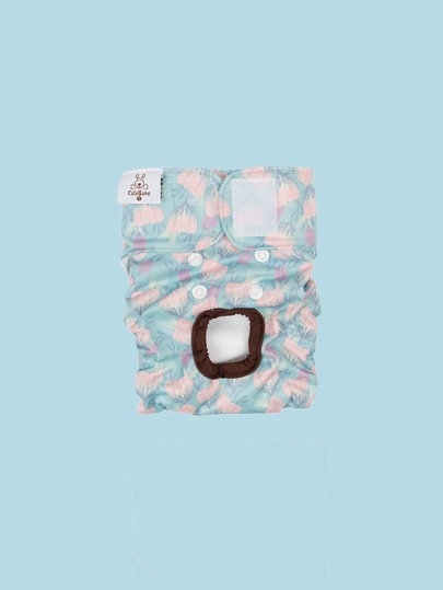 1шт Санитарные брюки для домашних животных с цветочным принтом SHEIN