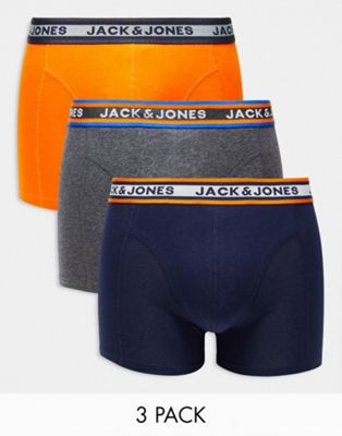 Набор из трех плавок Jack & Jones оранжевого/темно-синего/серого цвета Jack & Jones