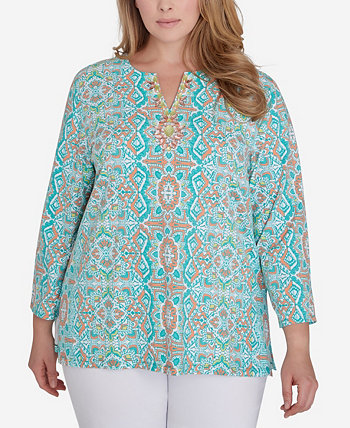 Plus Size Medallion Stretch Knit Top Ruby Rd.