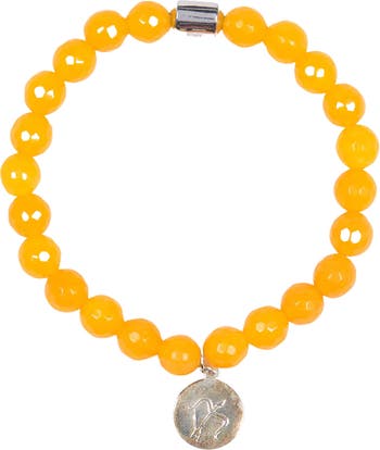 Эластичный браслет Bohème Zodiac Стрелец из желтого нефрита с бусинами Anzie