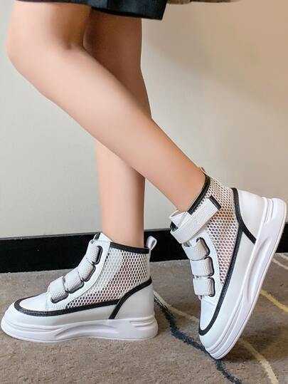для девочек Обувь для скейтбординга с контрастной отделкой с высоким верхом SHEIN