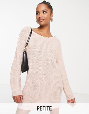 Missguided Petite off-shoulder sweater dress in pink - LPINK Missguided Petite
