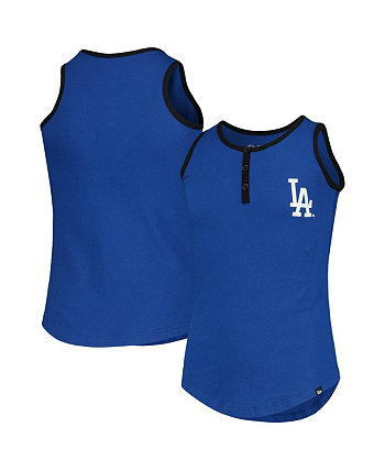 Girls Youth Royal Los Angeles Dodgers Henley Tank Top New Era