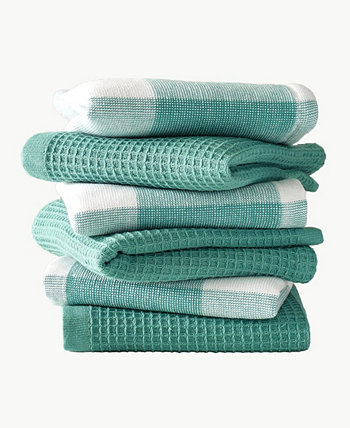 Вафельное полотенце в клетку Jackson, набор из 6 шт. Blue Loom