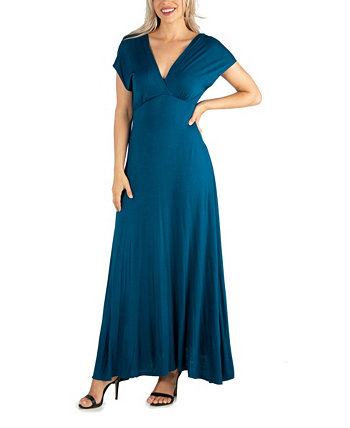 Женское платье макси с v-образным вырезом и короткими рукавами 24seven Comfort Apparel