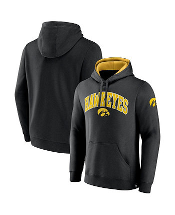 Men's Branded Black Iowa Hawkeyes Arch and Logo Tackle Twill Pullover Hoodie Fanatics