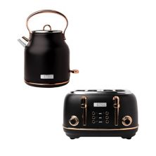 Электрический чайник Haden Heritage из нержавеющей стали с тостером, черный / медный Haden